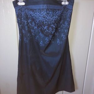 Cute strapless blue dress with flowers